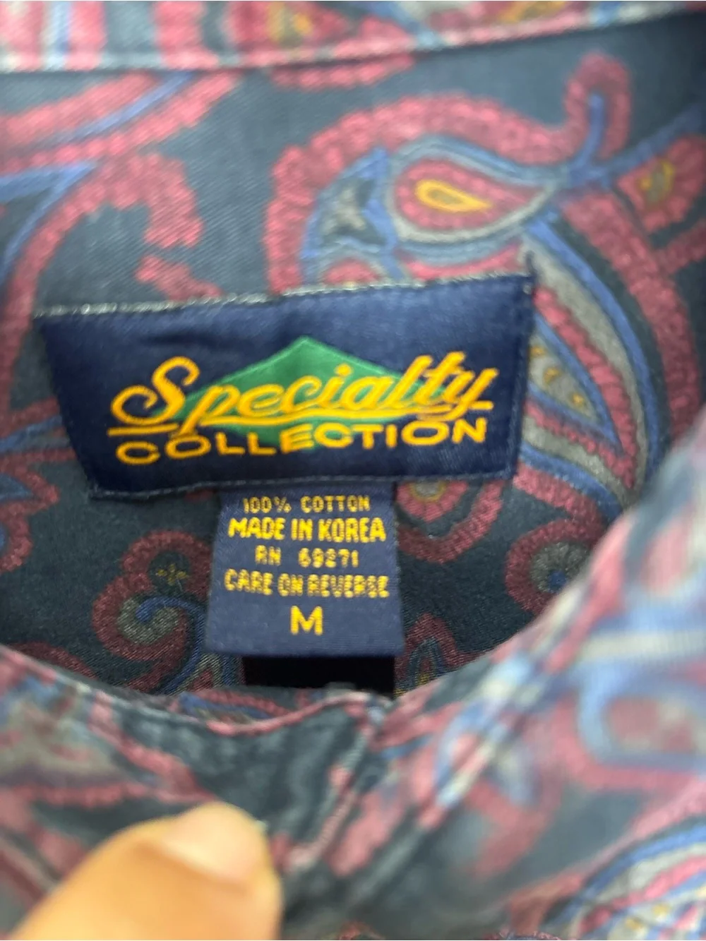 VINTAGE Specialty Collection Men’s Navy Paisley Button-Down Shirt